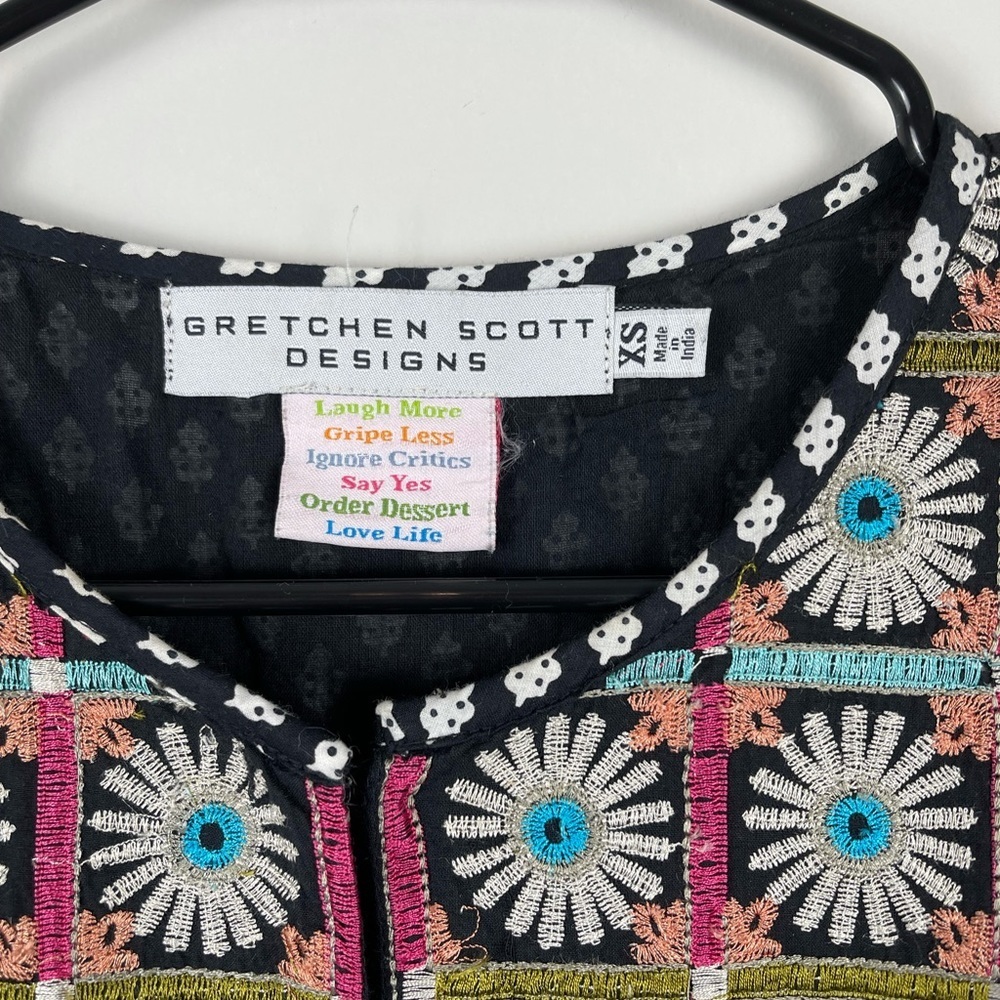 Gretchen Scott Design Black and White Dress With Neckline Embroidery - Picture 3 of 7